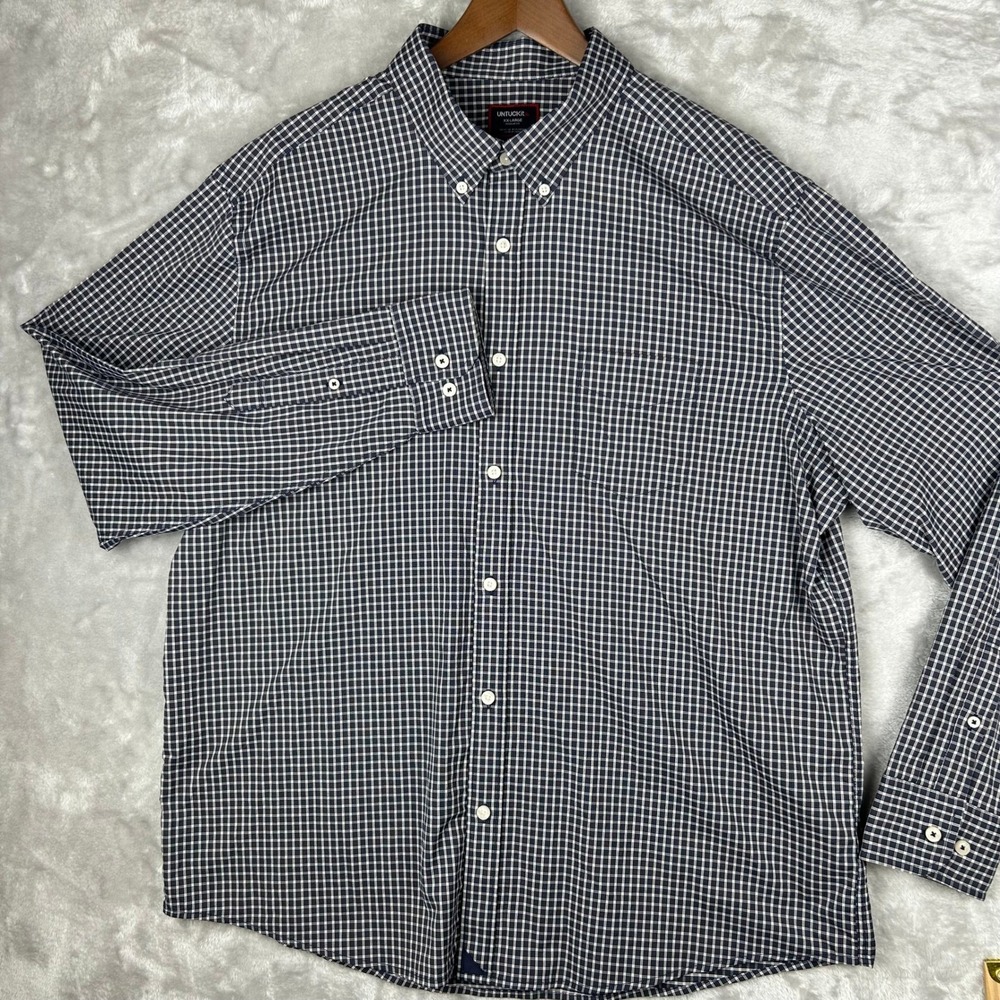 UNTUCKit XX-Large Blue Plaid Regular Fit Button Long Sleeve Shirt wrinkle free
